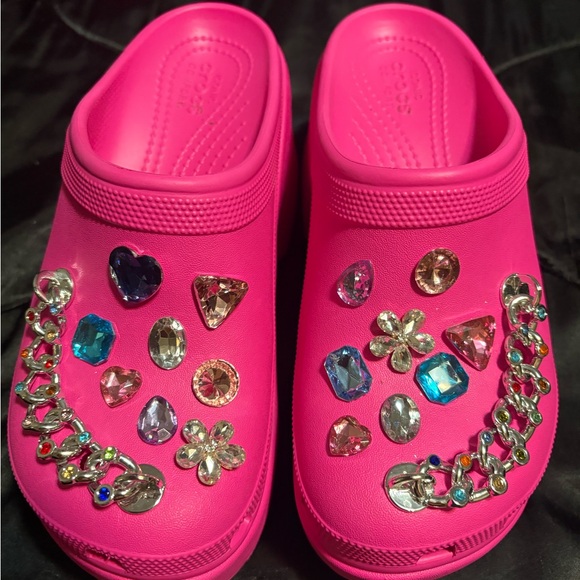 CROCS Pink Embellished Platform Crocs - Picture 2 of 3